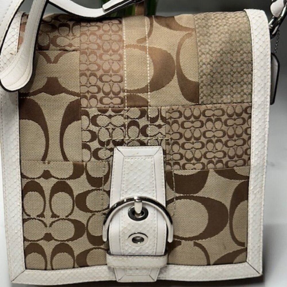 Coach Signature Jacquard Patchwork with Leather & Snake Trim - Picture 2 of 15